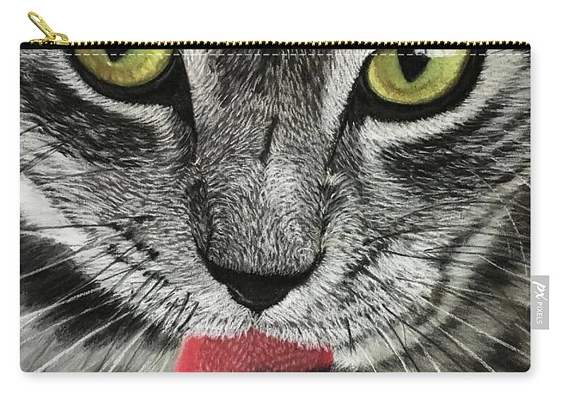 Cat Zip Pouch featuring the pastel Tweety Who? by Marlene Little