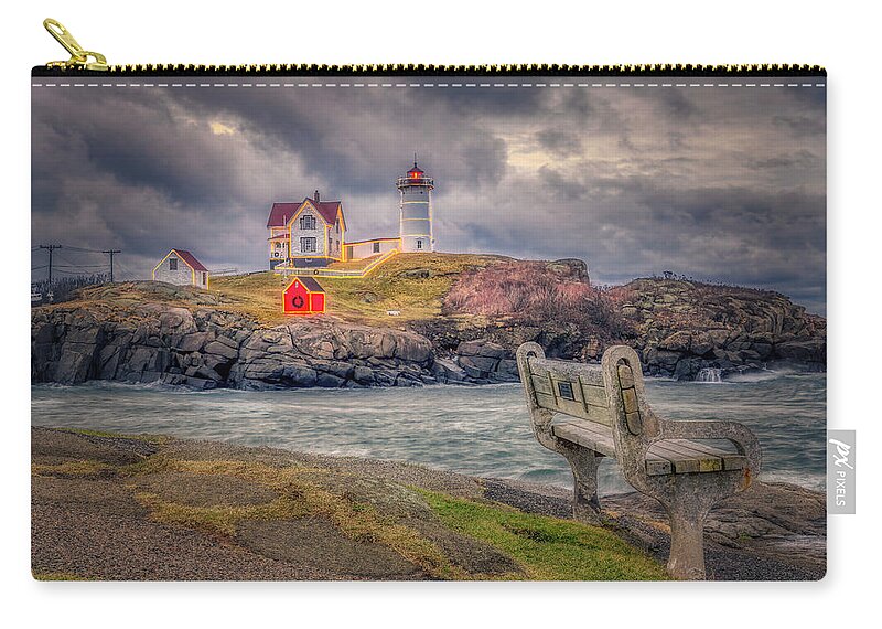 The Nubble Zip Pouch featuring the photograph Twilight at The Nubble by Penny Polakoff