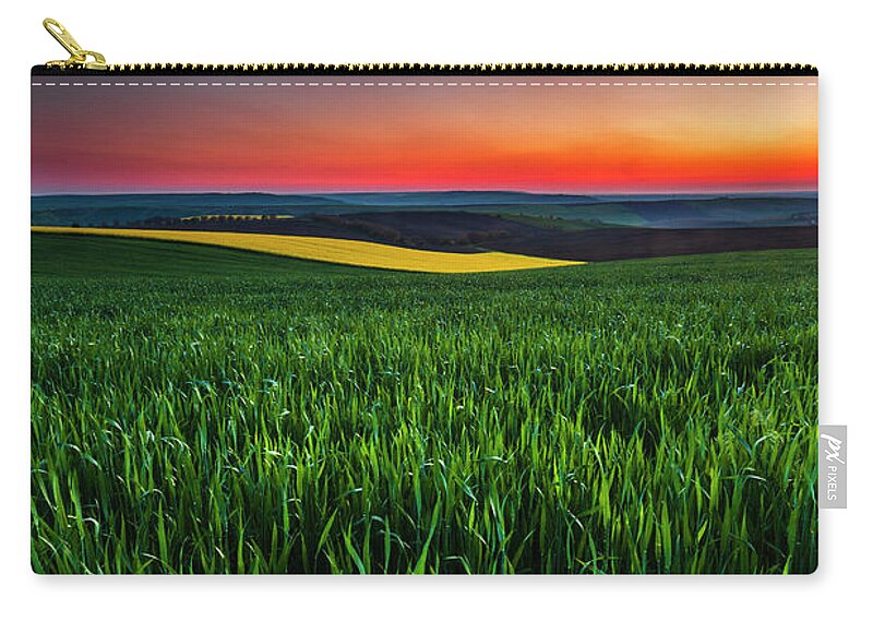 Dusk Carry-all Pouch featuring the photograph Twilight Fields by Evgeni Dinev