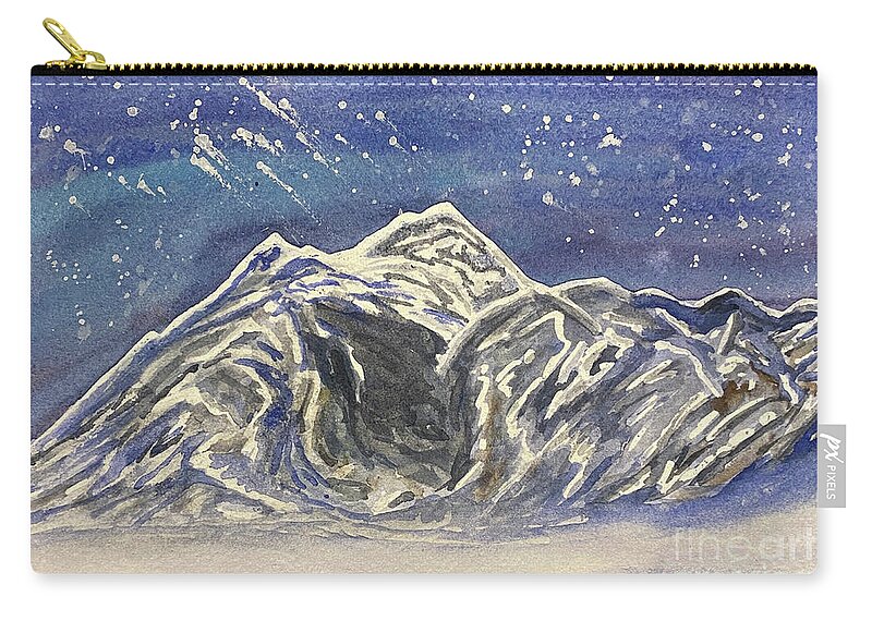 Mt Baker Carry-all Pouch featuring the painting Twilight Mountain by Lisa Neuman