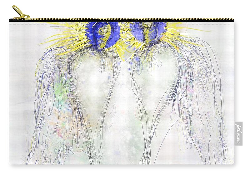 Angel Zip Pouch featuring the mixed media Two As One by Giorgio Tuscani