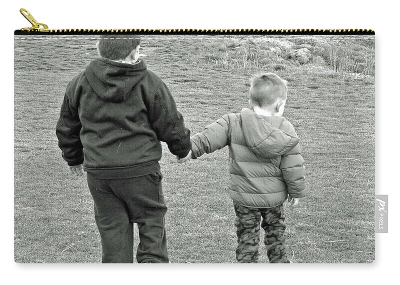 In Focus Zip Pouch featuring the digital art Hunter and Lucas Two Bonding Cousens by Fred Loring