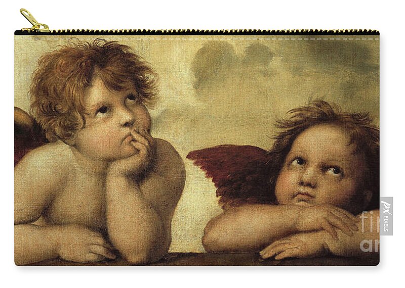 Raphael Zip Pouch featuring the painting Two cherubs by Raphael