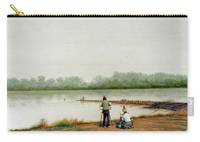 Landscape Zip Pouch featuring the painting Two En Plein Air Painters by George Lightfoot