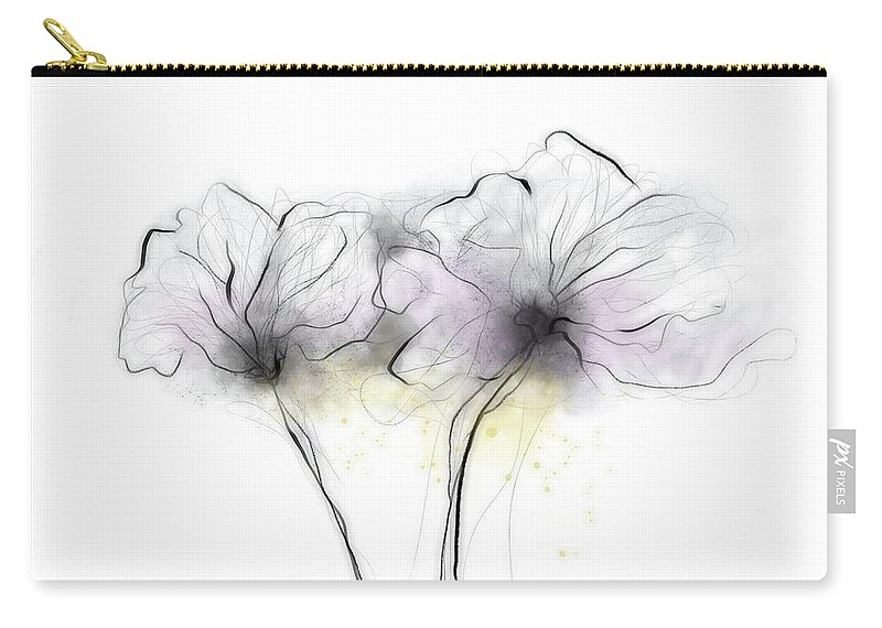 Flowers Zip Pouch featuring the painting Two Flowers by Ann Powell