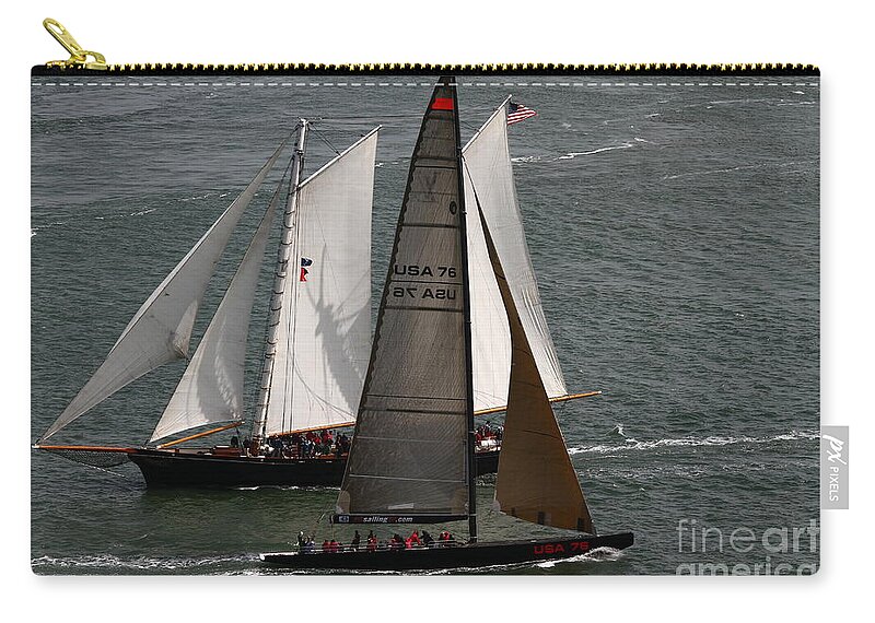 Replica America Zip Pouch featuring the photograph Two Great Vessel Passing by fototaker Tony