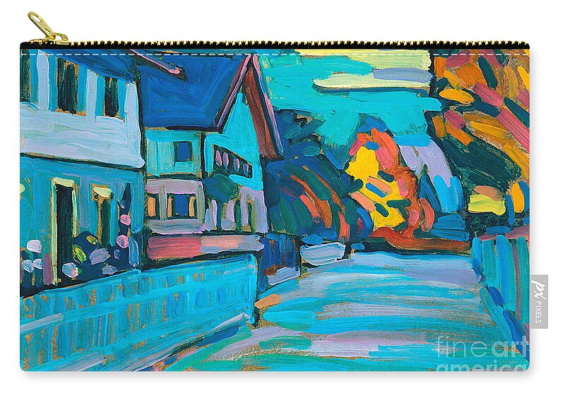 Murnau Zip Pouch featuring the painting Two Houses in Murnau 1908 by Wassily Kandinsky
