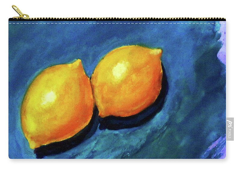  Zip Pouch featuring the painting Two Lemons by Katy Hawk