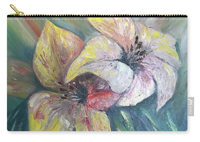 Flower Zip Pouch featuring the painting Two lilies by Tetiana Bielkina