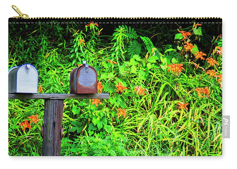 Color Zip Pouch featuring the photograph Two Mail Boxes by Alan Hausenflock