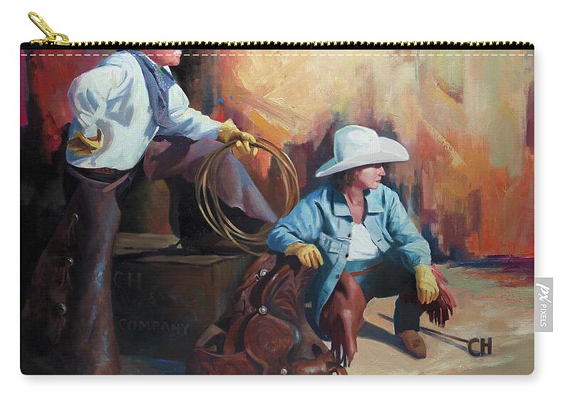 Western Art Carry-all Pouch featuring the painting Two of a Kind by Carolyne Hawley
