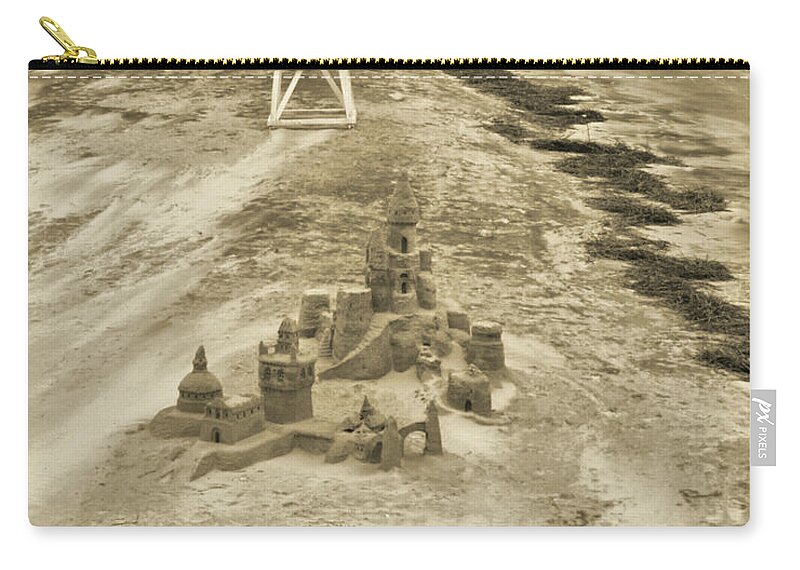 Tybee Island Zip Pouch featuring the photograph Tybee Island Beach Sand Castle I by Theresa Fairchild