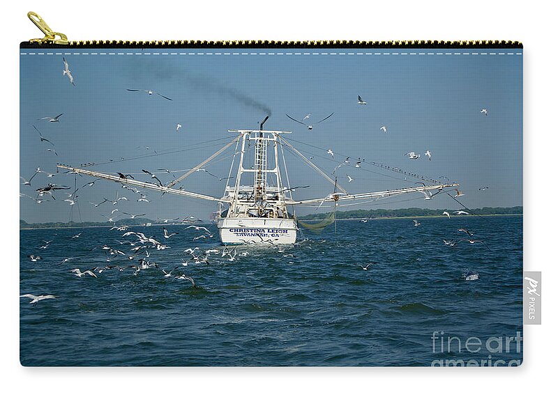  Zip Pouch featuring the photograph Tybee Island Fishing Boat by Annamaria Frost