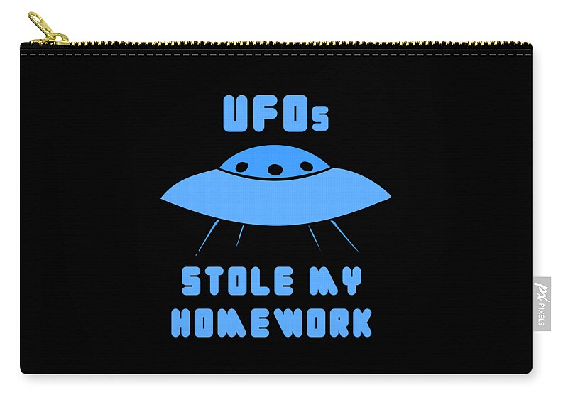 Funny Zip Pouch featuring the digital art UFOs Stole My Homework by Flippin Sweet Gear