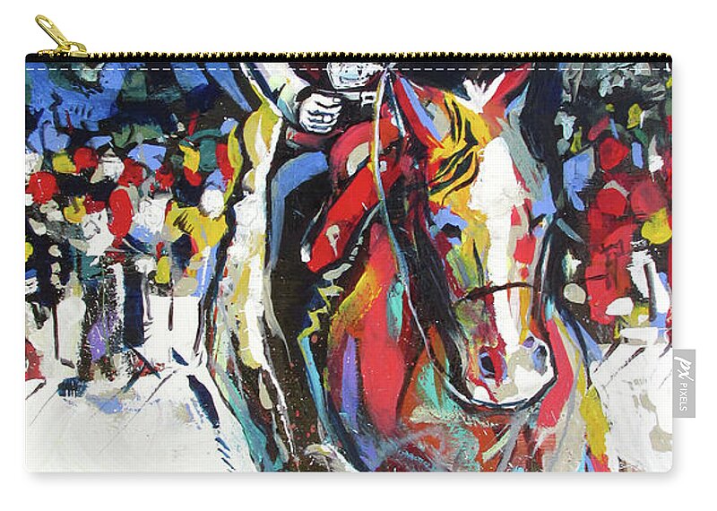 Uga Equestrian Western Zip Pouch featuring the painting Uga Equestrian Western by John Gholson