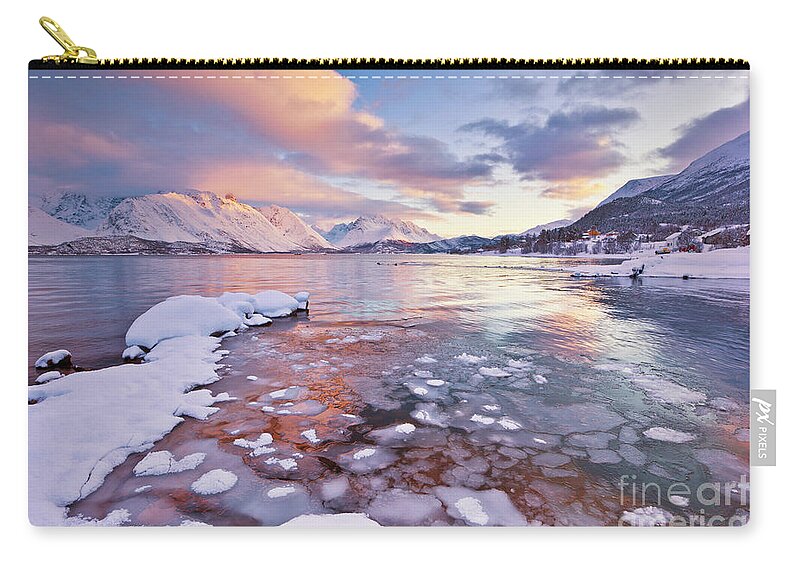 Norway Fjords Zip Pouch featuring the photograph Ullsfjord and the Lyngen Alps at sunset, Troms, Norway by Neale And Judith Clark