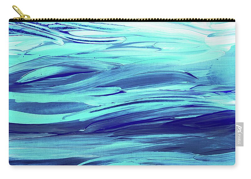 Ultramarine Zip Pouch featuring the painting Ultramarine Blue And Turquoise Waves Of The Ocean by Irina Sztukowski