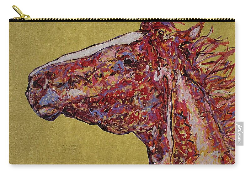 Horse Zip Pouch featuring the painting Unbroken original painting by Sol Luckman