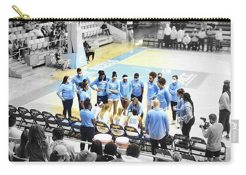Unc Womens Basketball Team Zip Pouch featuring the mixed media UNC Womens Basketball Team 1a by Brian Reaves