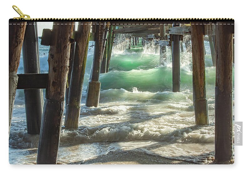 Pier Zip Pouch featuring the photograph Under The Pier San Clemente by Rebecca Herranen