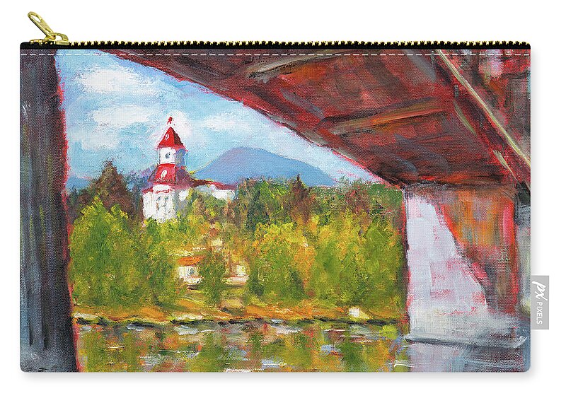 Van Buren Bridge Zip Pouch featuring the painting Under the Van Buren Bridge by Mike Bergen