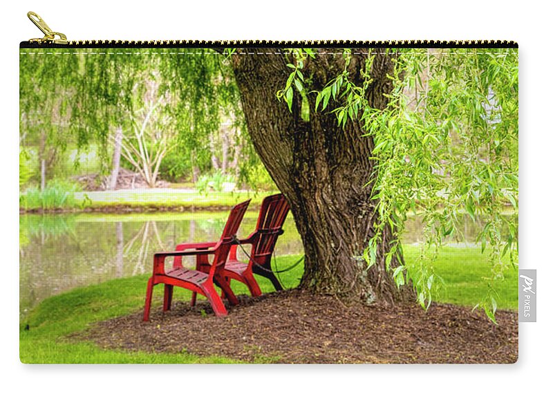 Boats Zip Pouch featuring the photograph Under the Weeping Willow by Debra and Dave Vanderlaan