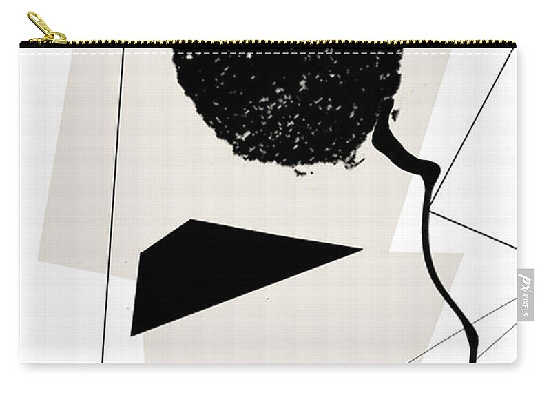 Taupe Modern Art Zip Pouch featuring the painting Uneven Elegance No. 4 - Black and Cream Modern Abstract Art by Lourry Legarde