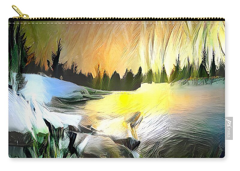 Wintery Zip Pouch featuring the mixed media Unexplored by Frederick Cook