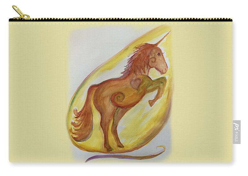 Unicorn Carry-all Pouch featuring the painting Unicorn Rearing by Sandy Rakowitz