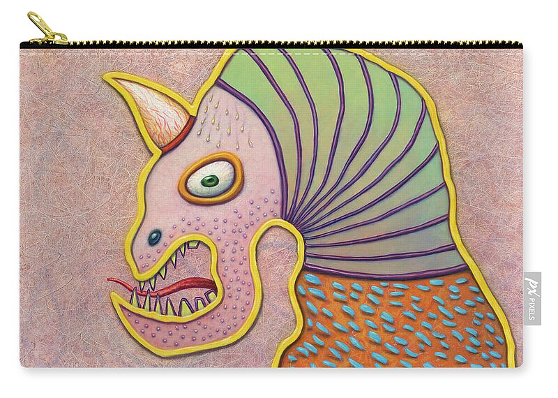 Horn Zip Pouch featuring the painting Unihorn by James W Johnson