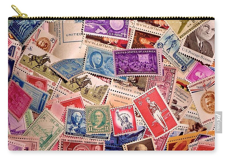United States Vintage Postal Stamps Zip Pouch