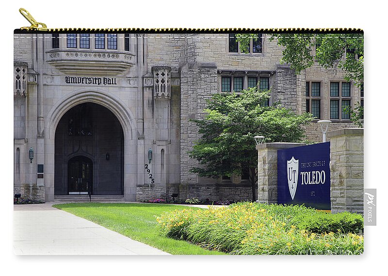 Entrance Zip Pouch featuring the photograph University Hall Entrance 2028 by Jack Schultz