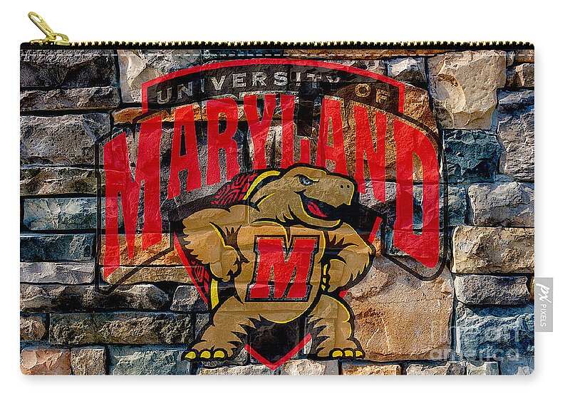 University Of Maryland Terrapins Zip Pouch featuring the digital art University of Maryland by Steven Parker