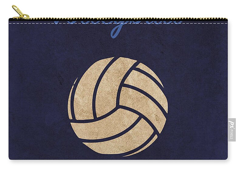 University Of Rhode Island Zip Pouch featuring the mixed media University of Rhode Island Volleyball Team Vintage Sports Poster by Design Turnpike