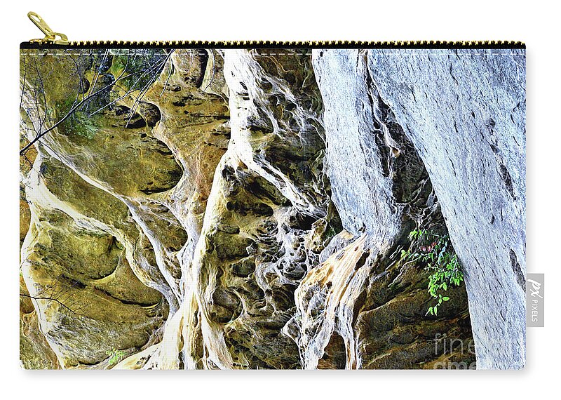 Pogue Creek Canyon Zip Pouch featuring the photograph Unnamed Rock Face 4 by Phil Perkins