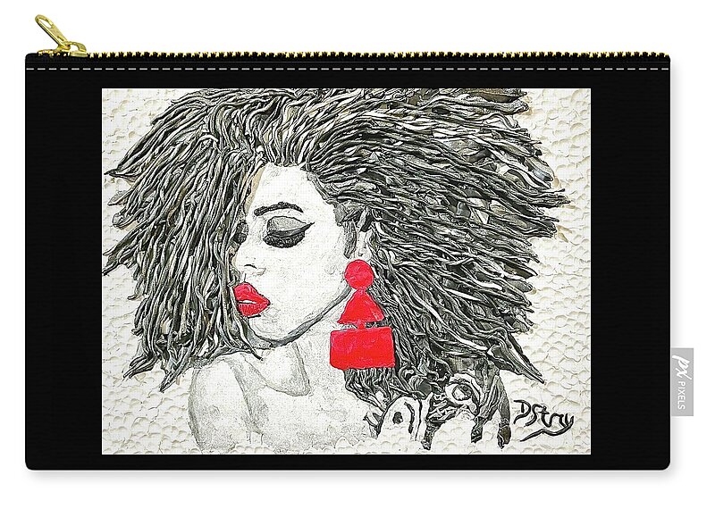 Polymer Clay Zip Pouch featuring the mixed media Untamed Beauty by Deborah Stanley