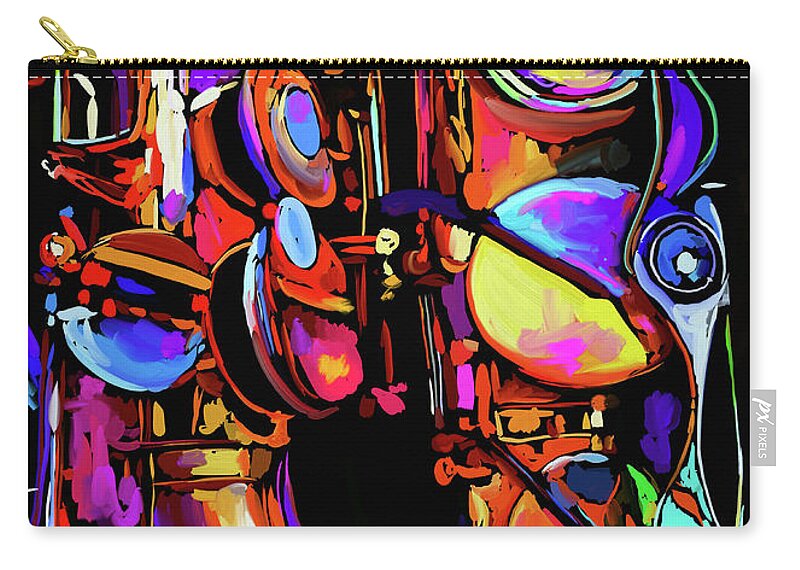 Sax Zip Pouch featuring the painting My Alto Sax by DC Langer