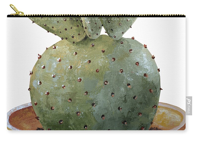 Cactus Zip Pouch featuring the painting Up Hairdo Cactus - no background by Annie Troe