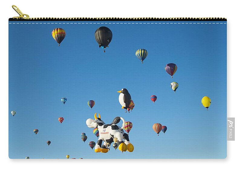 Albuquerque International Balloon Fiesta Zip Pouch featuring the photograph Up in the Air by Segura Shaw Photography