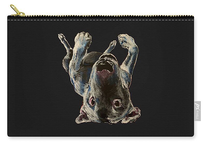 Dog Zip Pouch featuring the drawing Upside Down Creeper by Jindra Noewi