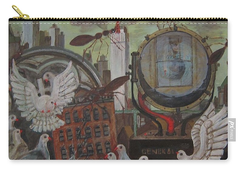 Urban Landscape Zip Pouch featuring the painting Urban-itis by F C Wells Jr