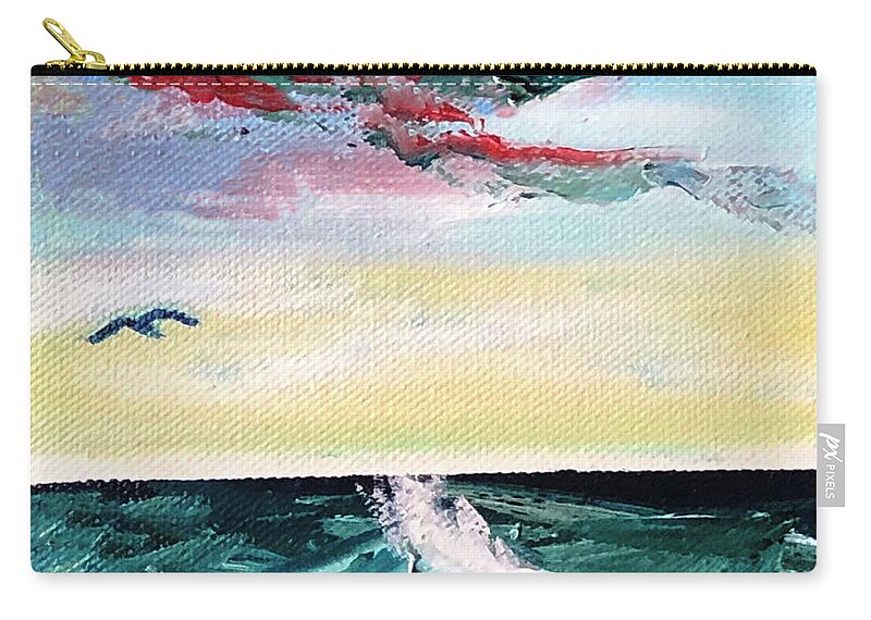 Oil Zip Pouch featuring the painting USA 2020 Waves of Pioneers by Catherine Ludwig Donleycott