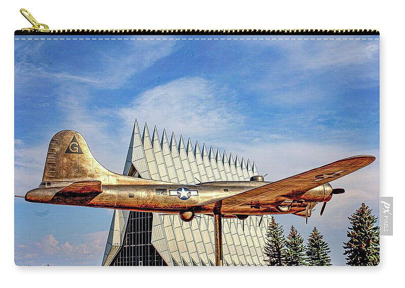 Usaf Academy Zip Pouch featuring the photograph USAF Academy B-17 by Tommy Anderson
