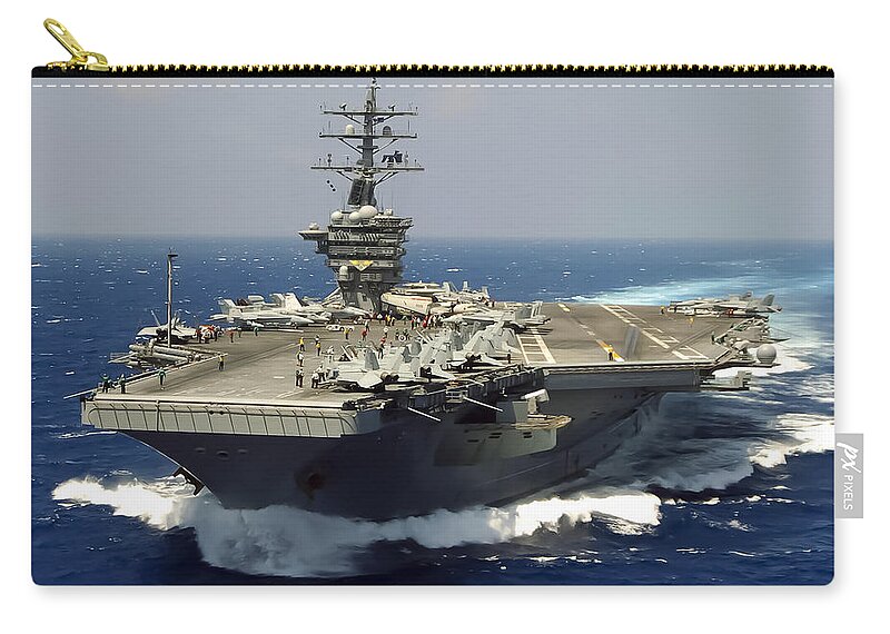 Uss Eisenhower Zip Pouch featuring the photograph USS Eisenhower by Mate 2nd Class Miguel A Contreras