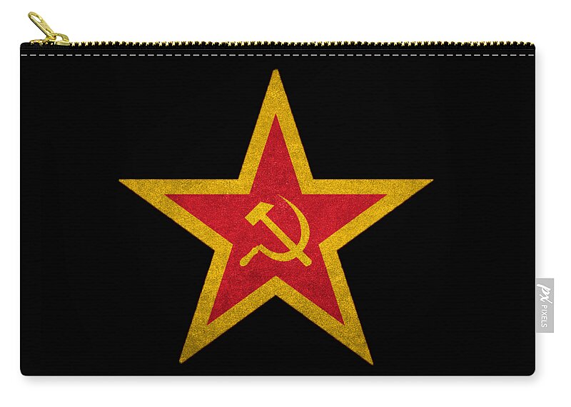 Sign Zip Pouch featuring the painting USSR Cold War Soviet Union Flag Communist Star Communism Russia by Tony Rubino
