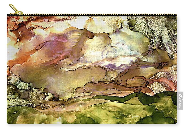Sunrise Carry-all Pouch featuring the painting Valle Vidal by Angela Marinari