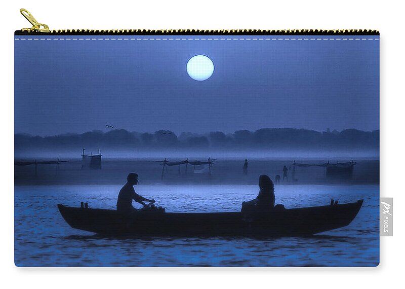 Photography Carry-all Pouch featuring the photograph Varanasi Boat Ride at Night by Craig Boehman
