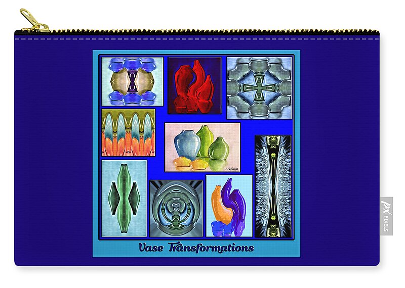 Living Room Zip Pouch featuring the digital art Vase Transformations - Collage by Ronald Mills