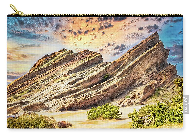  Zip Pouch featuring the photograph Vasquez Rocks at Sunset 2 by Dan Carmichael
