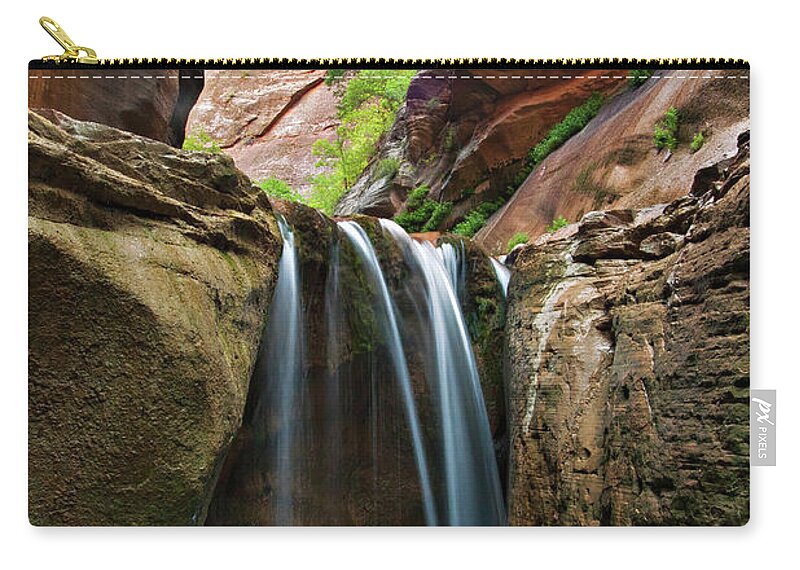 Veiled Falls Narrows Carry-all Pouch featuring the photograph Veiled Falls by Wesley Aston